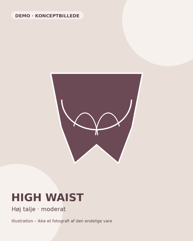 Mivana High Waist, konceptillustration forfra. Demo – ikke endeligt produkt.