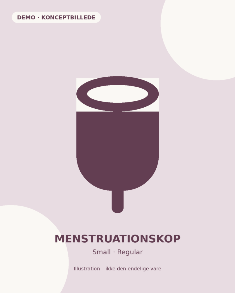 Mivana Menstruationskop, konceptillustration. Demo – ikke endelig vare.