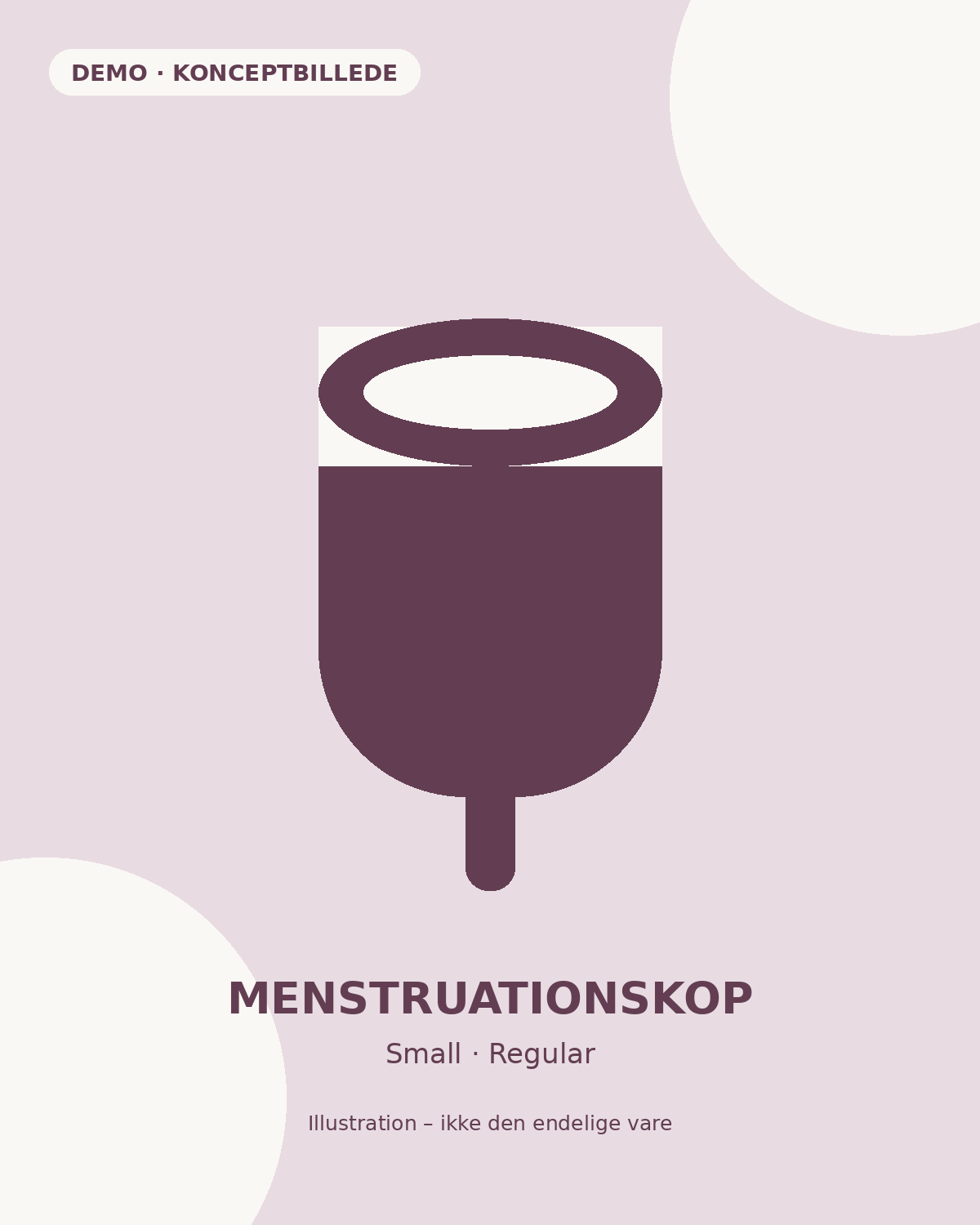 Mivana Menstruationskop, konceptillustration. Demo – ikke endelig vare.